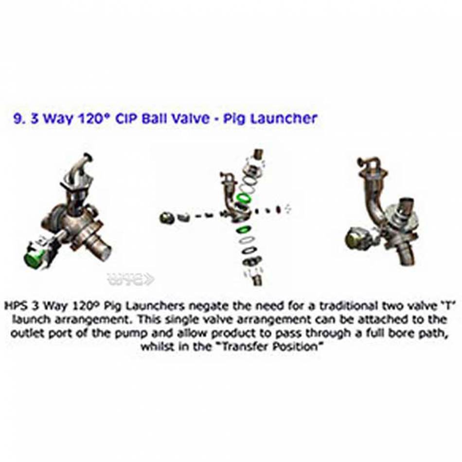 3 way 120° CIP Ball Valve - Pig Launcher